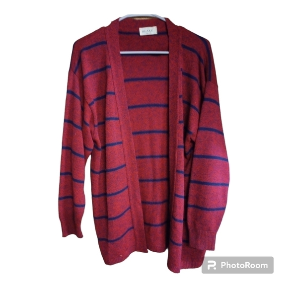 Blake by Devon Vintage Union Made Striped Open Front Cardigan Women's Medium - Picture 2 of 11